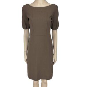 BANANA REPUBLIC Kaki Ash Olive Green Sheat Office Classic Boat Neck ‎ Dress sz 4